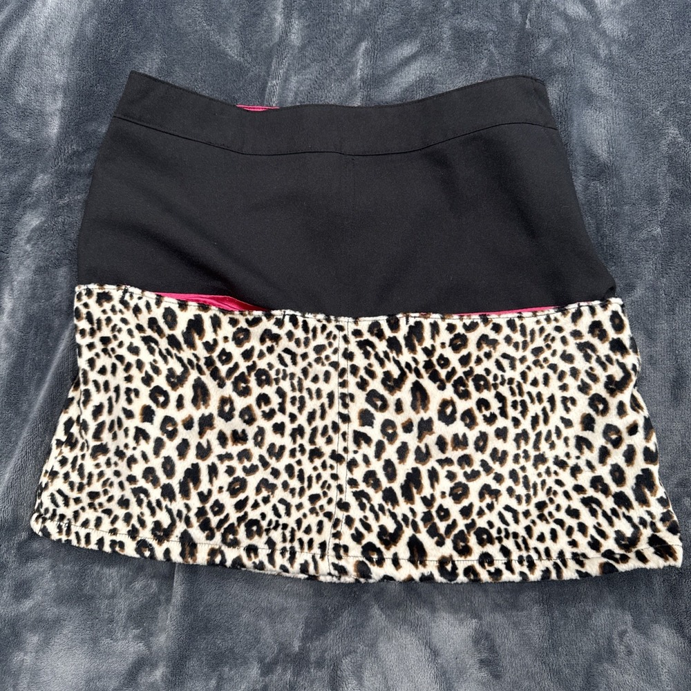 French Toast Black Leopard Print Skirt Front Pockets Women's 12 Retro Mature